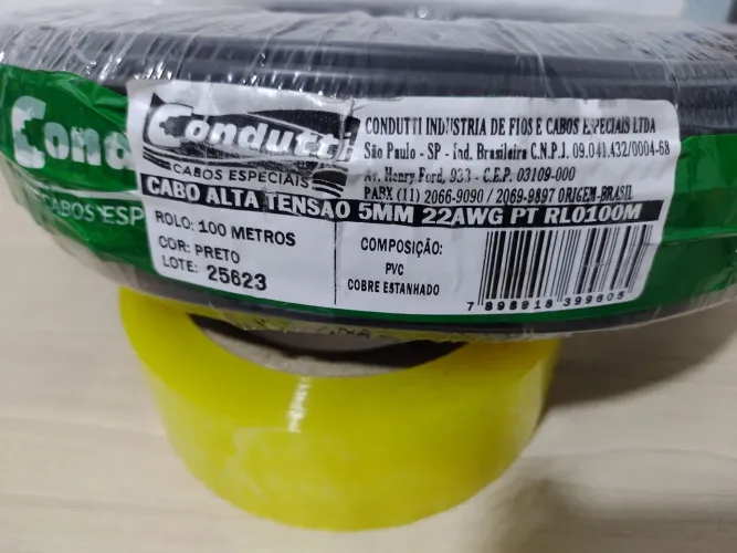 Cabo para Cerca Elétrica de Alta Tensão 5mm 22 AWG 100M Preto - Condutti