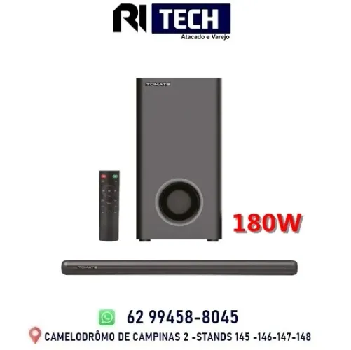 Caixa de Som Soundbar Subwoofer 180w Tomate Mts-2037 Bluetooth 3.1 Canais
