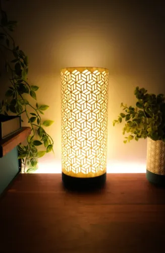 Luminária Abajur Estilo Bamboo | Moderno e Sofisticado, Decoração Bivolt 110/220
