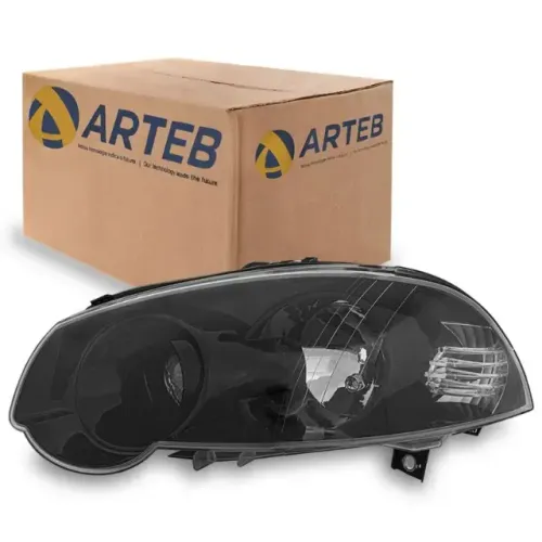 FAROL MODELO ARTEB LADO ESQUERDO H7 H1 MOLDURA PRETA MASCARA NEGRA PALIO 09>13 SIENA 08>15