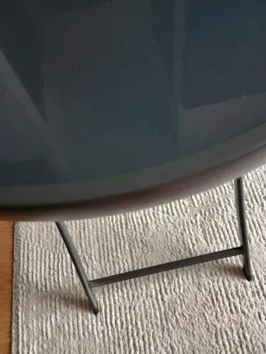 Mesa redonda dobrável em póaço com vidro temperado