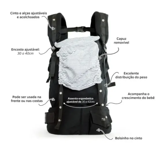 MOCHILA EVOLUTIVA CHICACHILA PRETA