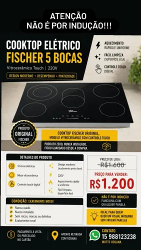 Cooktop Elétrico Fischer 5 Bocas 220w (não é por indução)