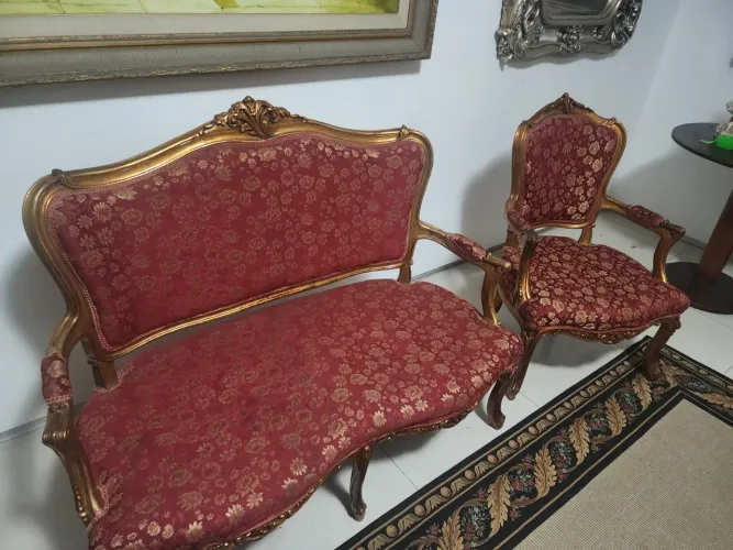 Namoradeira e poltrona vitoriana