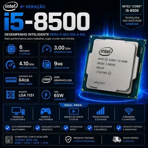 Processador i5 8500 - Com Video Integrado - Perfeito Pra Games