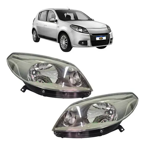 Par Farol Sandero 2012 2013 2014 Mascara Cinza Ambos Lados