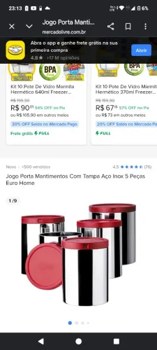 JOGO PARA MANTIMENTOS INOX LINDOO