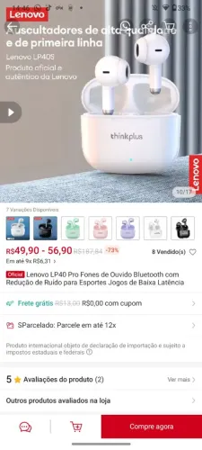 Fone de ouvido via Bluetooth