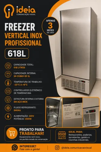 Freezer para Gelato Profissional 618L