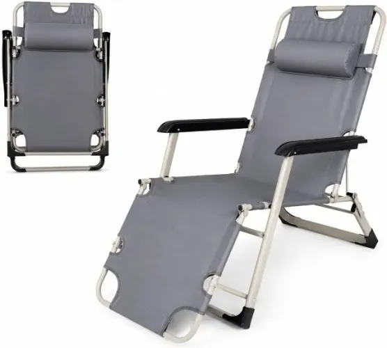 Cadeira Espreguiçadeira de Praia/Piscina Dobrável Reforçada 120kg