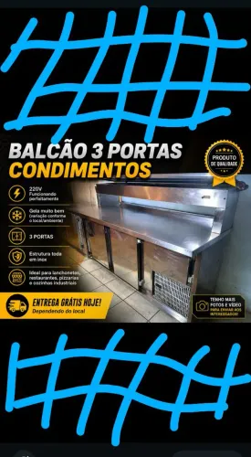 balcão refrigerado inox condimentos 3 portas dependendo do local entrega grátis hoje
