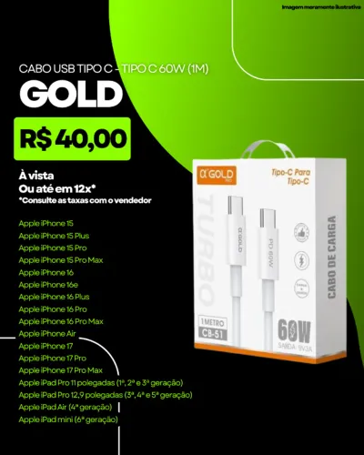 CABO USB TIPO C - TIPO C 60W 1 METRO