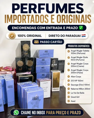 Perfumes Originais Angel, Sauvage, 212 VIP e 1 Million