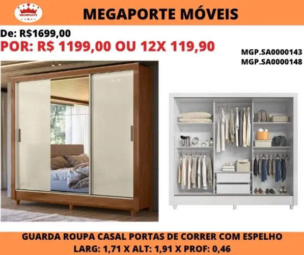 GUARDA ROUPA DE CASAL PORTAS DE CORRER
