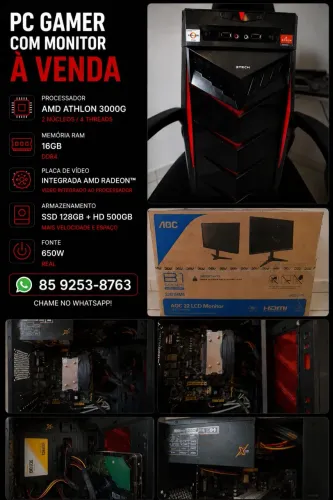 PC Gamer Completo + Monitor AOC 22? 75Hz | 16GB RAM + SSD