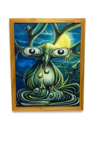 Quadro óleo sobre tela - corujas