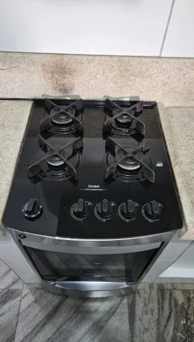 Fogão Consul 4 Bocas Inox Mesa de Vidro