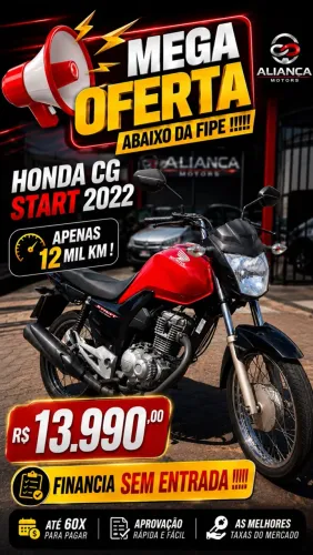 ABAIXO DA FIPE! Honda CG Start 160 2022 R$13.990,00!
