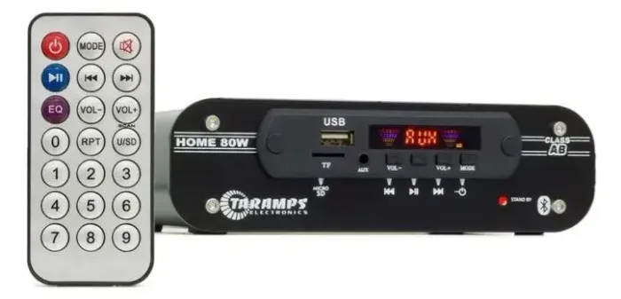 Amplificador receiver Taramps home 80w 4 canais bt USB preto