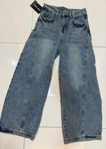 Calça Jeans Wide Leg azul Vintage