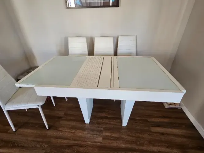 Recife, MESA jantar 6 lugares retangular branca com vidro 1.43x80 VENDA SÓ PELO APLICATIVO