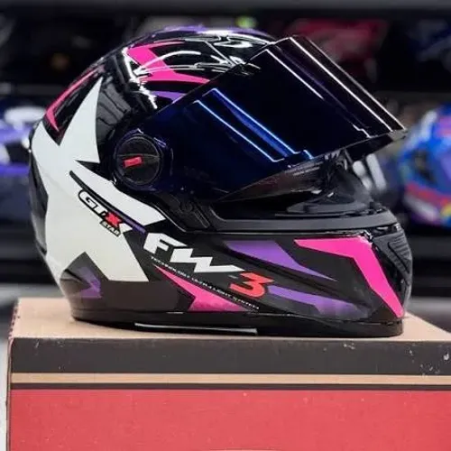 Capacete Fw3 Gtx Star War Preto Brilhante Azul Com Rosa (promoçao)