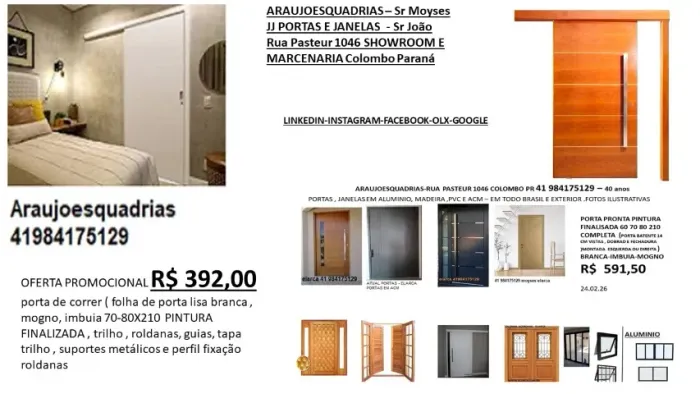 513,00 kit porta branca 60 70 80 completo montado 