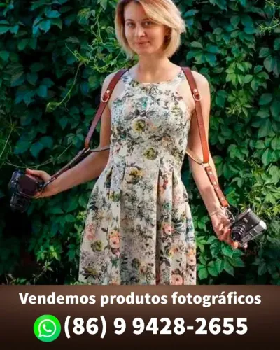Alça dupla de couro para câmera fotográfica com engate rápido (novo)