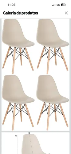 Kit 4 Cadeiras Charles Eames Eiffel Dsw Em Polipropileno Com Pés De Madeira Clara