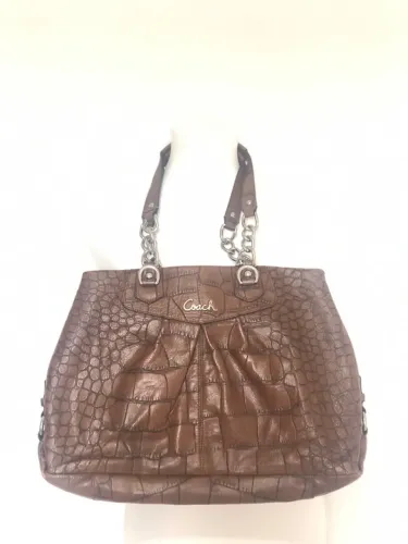 Bolsa Coach Original Marrom Croco - Couro Legítimo - Excelente Estado