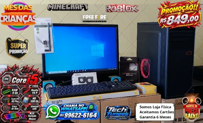 PC Computador - Core i5 (4, 8Gb Ram - SSD 120 ou HD 500 - Monitor 19 - Caixa de Som !!