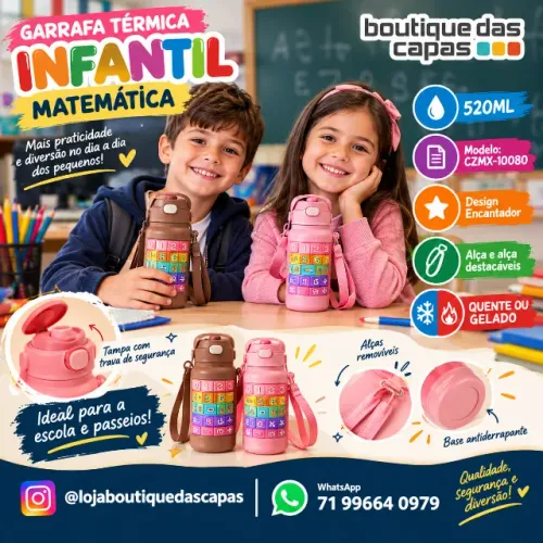 GARRAFA TERMICA INFANTIL 520ML MATEMATICA CZMX-10080