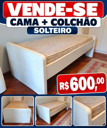Cama Solteiro Madeira Maciça Resistente