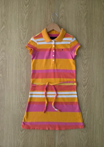 vestido polo tommy hilfiger listrado 6-7 anos