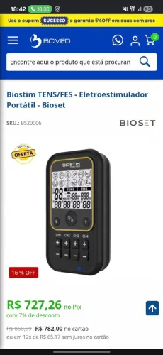 Eletroestimulador portátil Biostim Tens/Fes