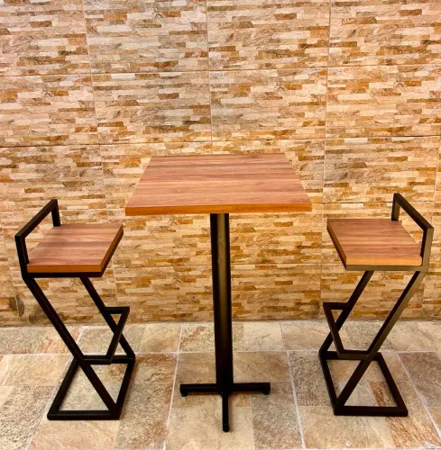 Kit bistrô com 2 banquetas estilo industrial