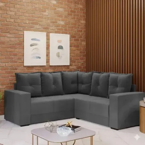 Estofado (sofa de canto cinza veludo)
