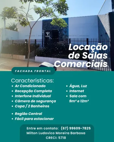 Salas Comerciais, Psicólogos, Fonoaudiólogo e semelhantes. Salas 9m² e 12m² região central