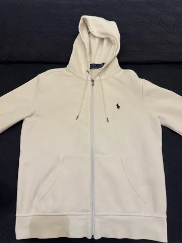 Moletom Polo Ralph Lauren Branco com Capuz e Zíper - Original