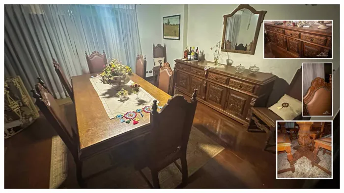 Conjunto Sala De Jantar Antigo Estilo Renascença Madeira Nobre
