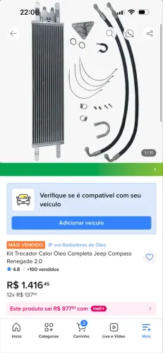 Kit trocador de calor completo para Fiat toro ,Jeep compas,Jeep Renegade !