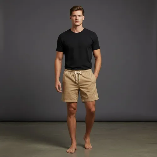 Conjunto Masculino Premium: Camiseta Algodão 100% + Short Linho Tecnológico