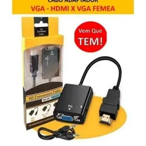 Cabo Conversor Adaptador Hdmi Para Vga Com Saída P2 Áudio