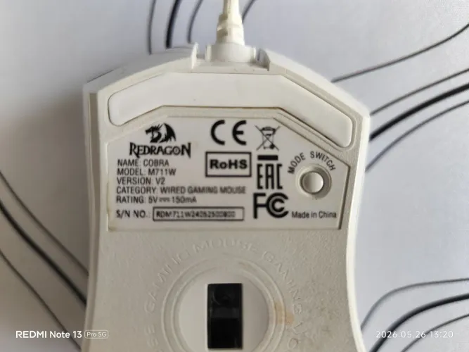 Mouse redragon Cobra M711W com fio branco