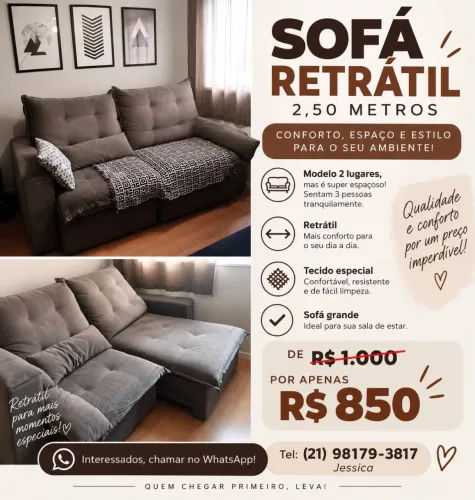 Sofá retrátil RioDecor em excelente estado