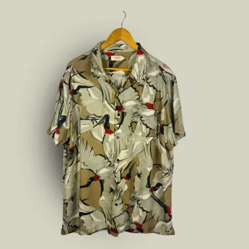 Camisa Osklen Estampa Garças Japonesas | G | Ótimo Estado