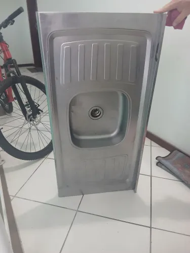 Pia inox com sifão