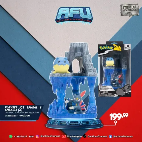 Pokémon Playset ice - Ambiente Caverna de Gelo Spheal e Sneasel Jazwares