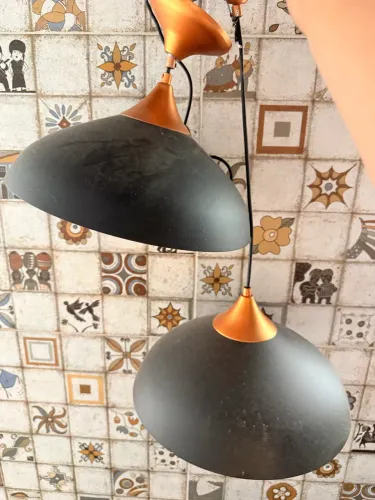 Pendente Redondo 1 Lâmpada Metal Preto e Cobre Vic Inspire