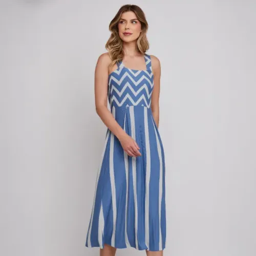 Lote de Vestidos Femininos Alça Larga Estampados - 4 Modelos